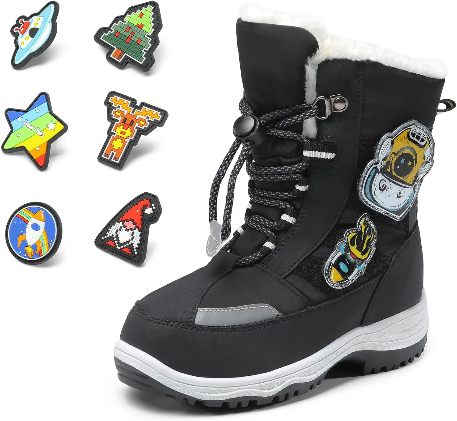 DREAM PAIRS Boys Toddler Snow Boots Interchangeable Accessories Slip Resistant Faux Fur Lined Mid Calf Little Kids Winter Shoes