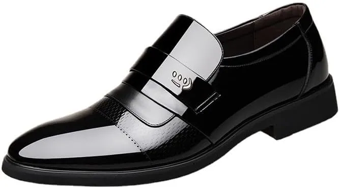 Dress Oxford for Men Slip On Business Formal Wear Large Size Black Casual Inner Heightening Suit Breathable British Groomsmen Shoes