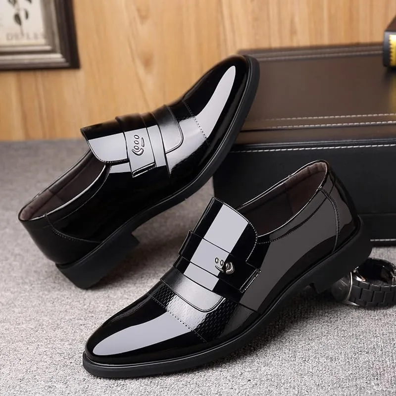 Dress Oxford for Men Slip On Business Formal Wear Large Size Black Casual Inner Heightening Suit Breathable British Groomsmen Shoes