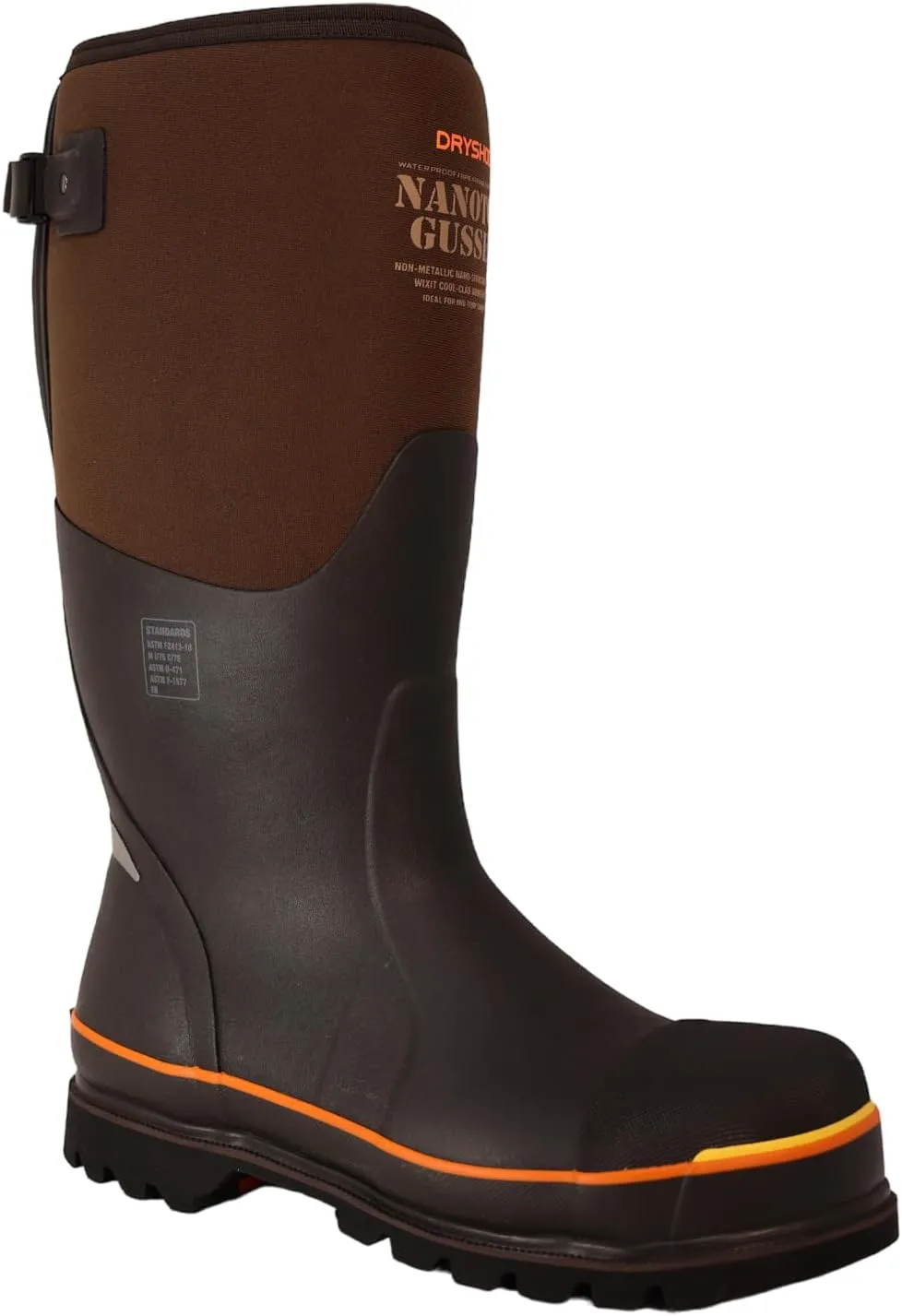 Dryshod Nanotoe Protective Gusset Safety Toe Work Boot - WIXIT Lining Brown/Orange