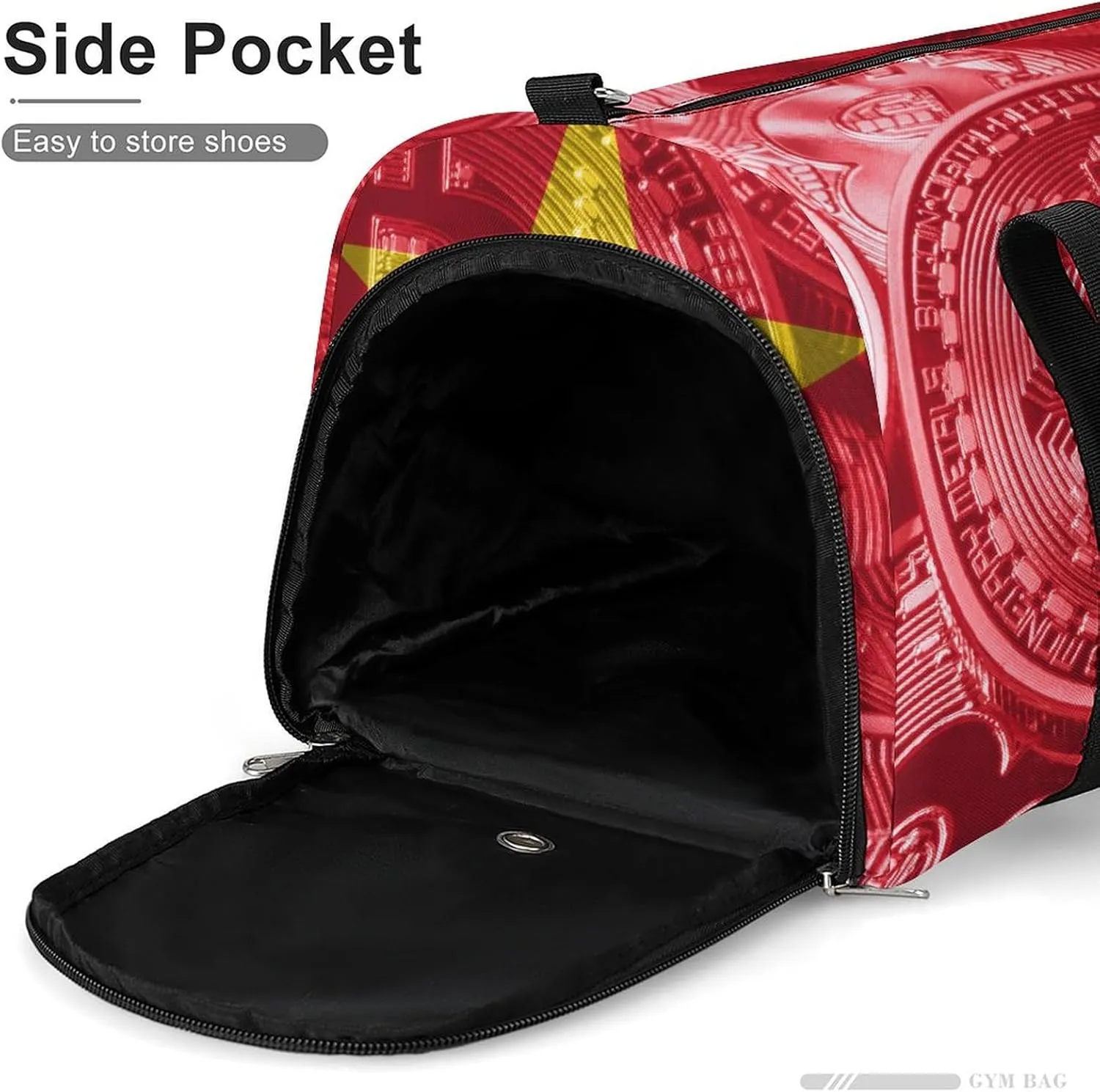 Duffel Bag with Vietnam Flag Bitcoin for Women Men Shoe Compartment Travel Weekender