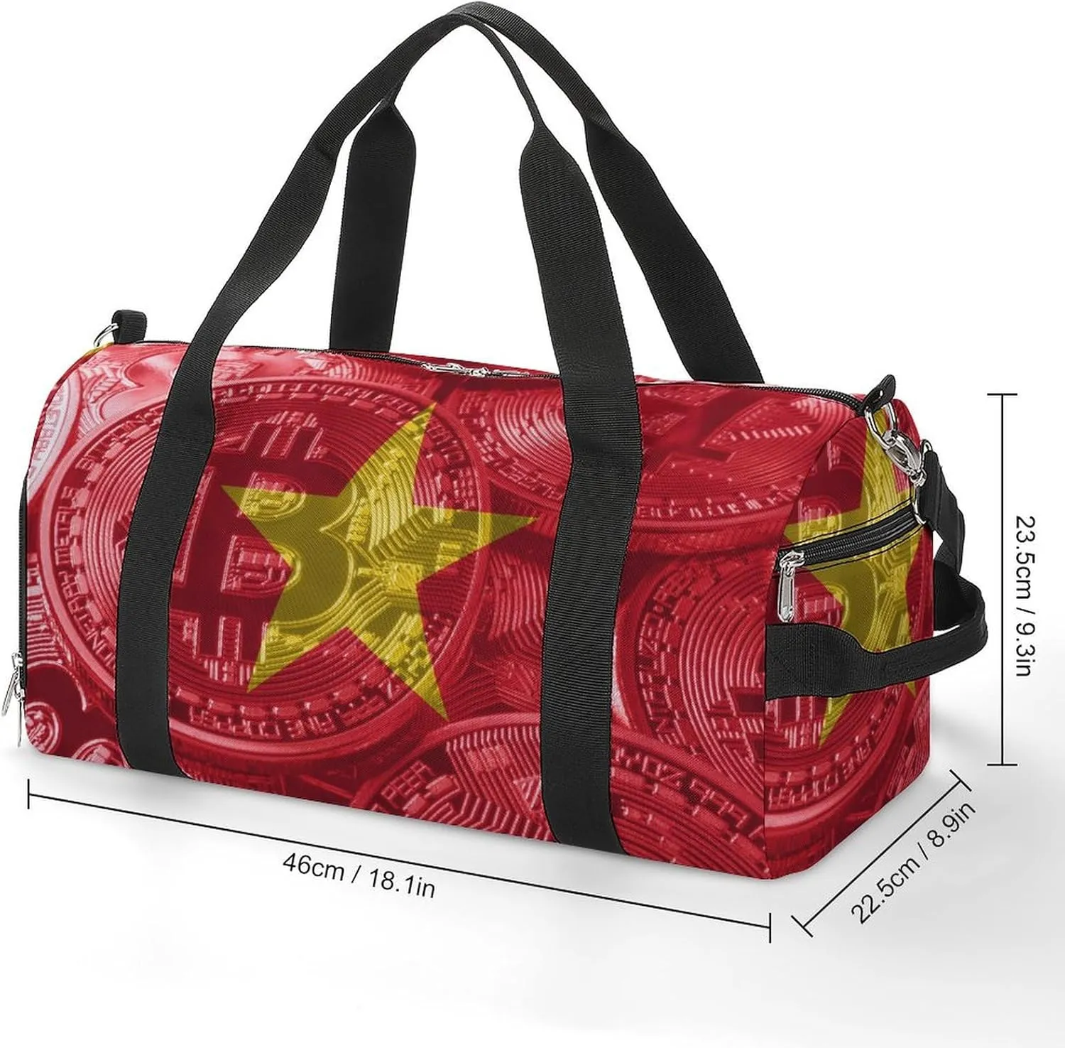 Duffel Bag with Vietnam Flag Bitcoin for Women Men Shoe Compartment Travel Weekender