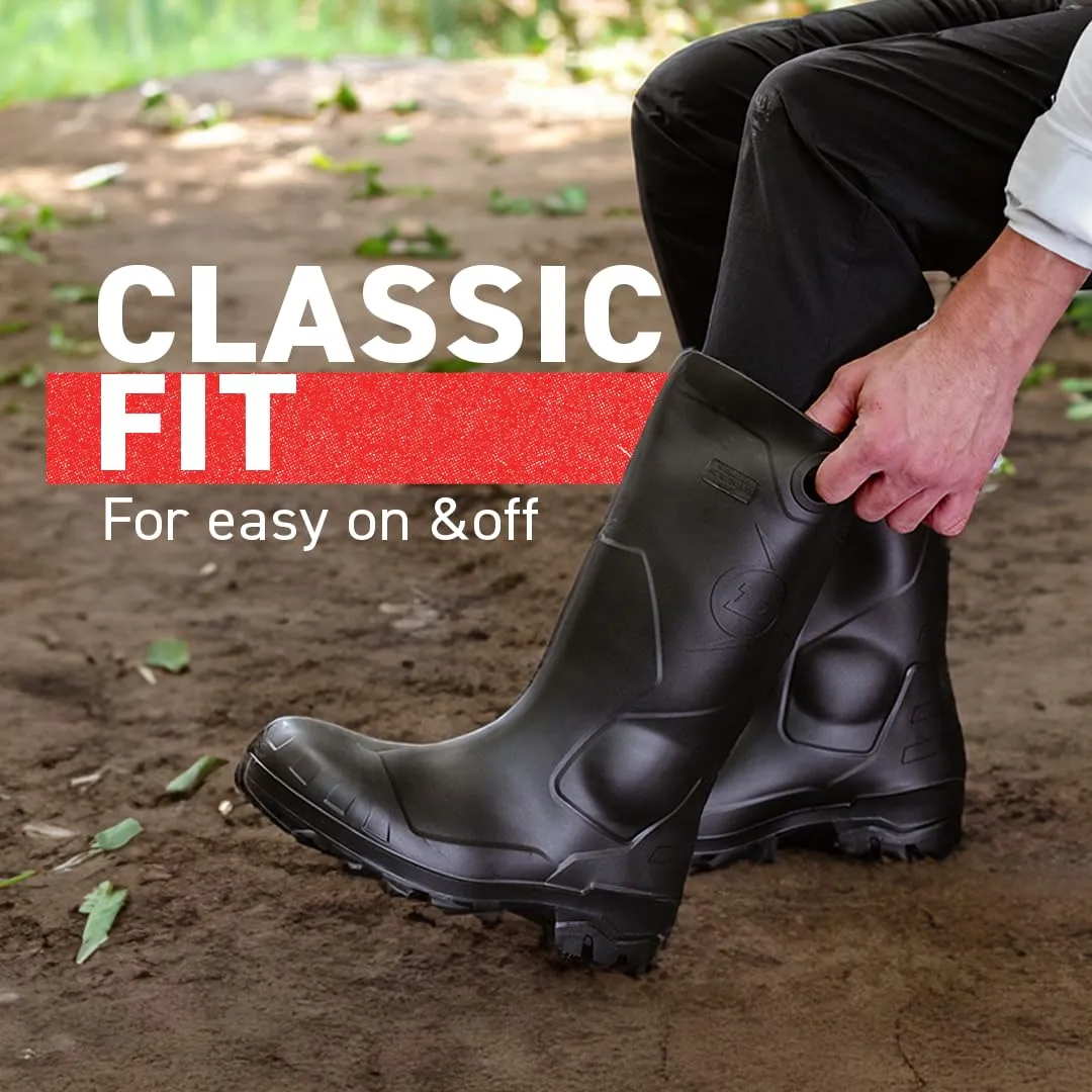 DUNLOP Protective Footwear, Chesapeake plain toe Black Amazon, 100% Waterproof PVC, Lightweight and Durable, 8677577.08, Size 8 US
