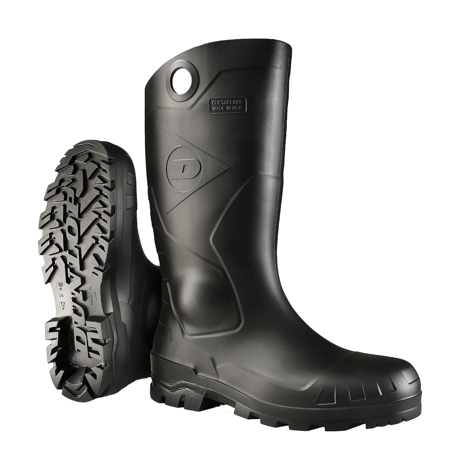 DUNLOP Protective Footwear, Chesapeake plain toe Black Amazon, 100% Waterproof PVC, Lightweight and Durable, 8677577.08, Size 8 US
