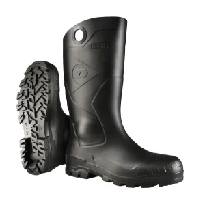 DUNLOP Protective Footwear, Chesapeake Steel Toe, 100% Waterproof, Lightweight, Industrial and Construction PVC Boots, Slip Resistant, 8677677.10, Size 10 US, Black
