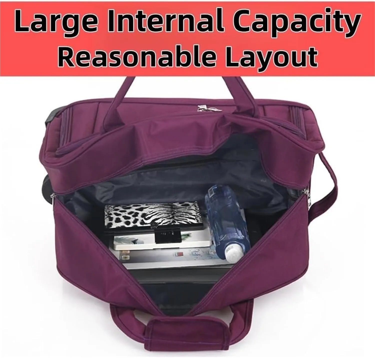 Durable Rolling Luggage， Large Capacity, Waterproof Lightweight Traveling Oxford Suitcase ，for Men Women, For Travel Camping Storage(Black,Small)