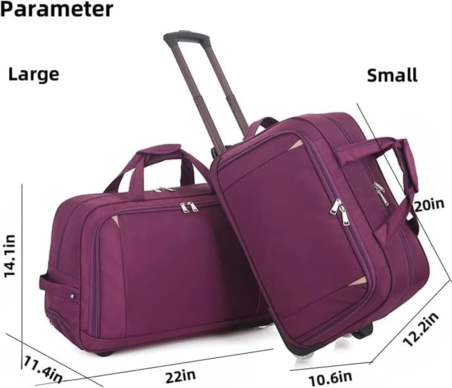 Durable Rolling Luggage， Large Capacity, Waterproof Lightweight Traveling Oxford Suitcase ，for Men Women, For Travel Camping Storage(Blue,Small)