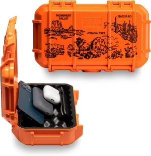 Evergreen X National Parks 56 EDC Dry Box Protective Case - National Parks Gift - for Phones, Camping, Travel, Adventure (SW Joshua Tree, Saguaro, Mon. Valley, Orange)