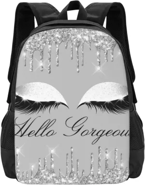 Eyelashes Silver Gray Drips Minimalist Large Backpack – 15”Laptop Backpack, Lightweight Travel & Work Bag With Ergonomic Straps