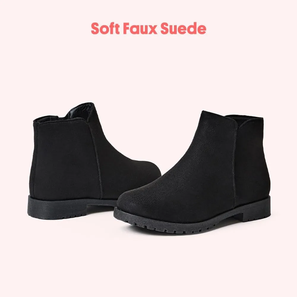 FabKids Girls Ankle Boots Short Booties Side Zipper Riding Boot Low Heels Dress Boot Shoes for Kids