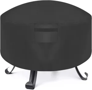 Firepit Covers Round for 36/38/40/48/50 inch Waterproof 600D Heavy Duty Outdoor Patio Fire Pit Cover Black with Drawstring Closure Dustproof