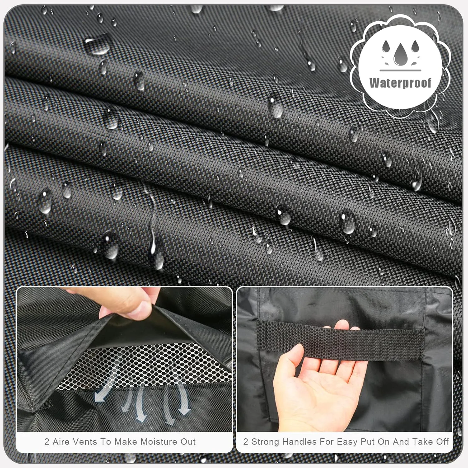 Firepit Covers Round for 36/38/40/48/50 inch Waterproof 600D Heavy Duty Outdoor Patio Fire Pit Cover Black with Drawstring Closure Dustproof