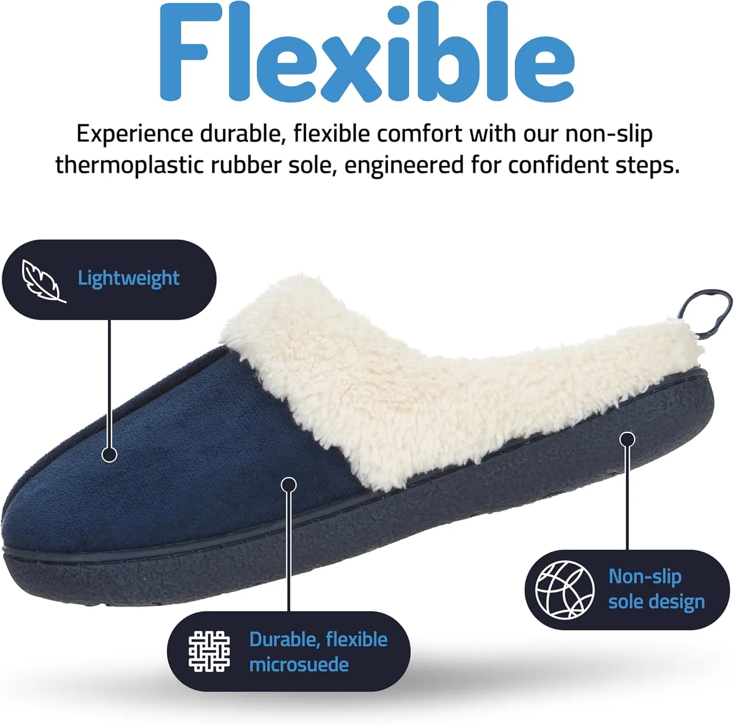 Floopi House Slippers for Women, Fur Lined Clog Womens Slippers Cozy Memory Foam with Indoor & Outdoor Anti Skid Sole