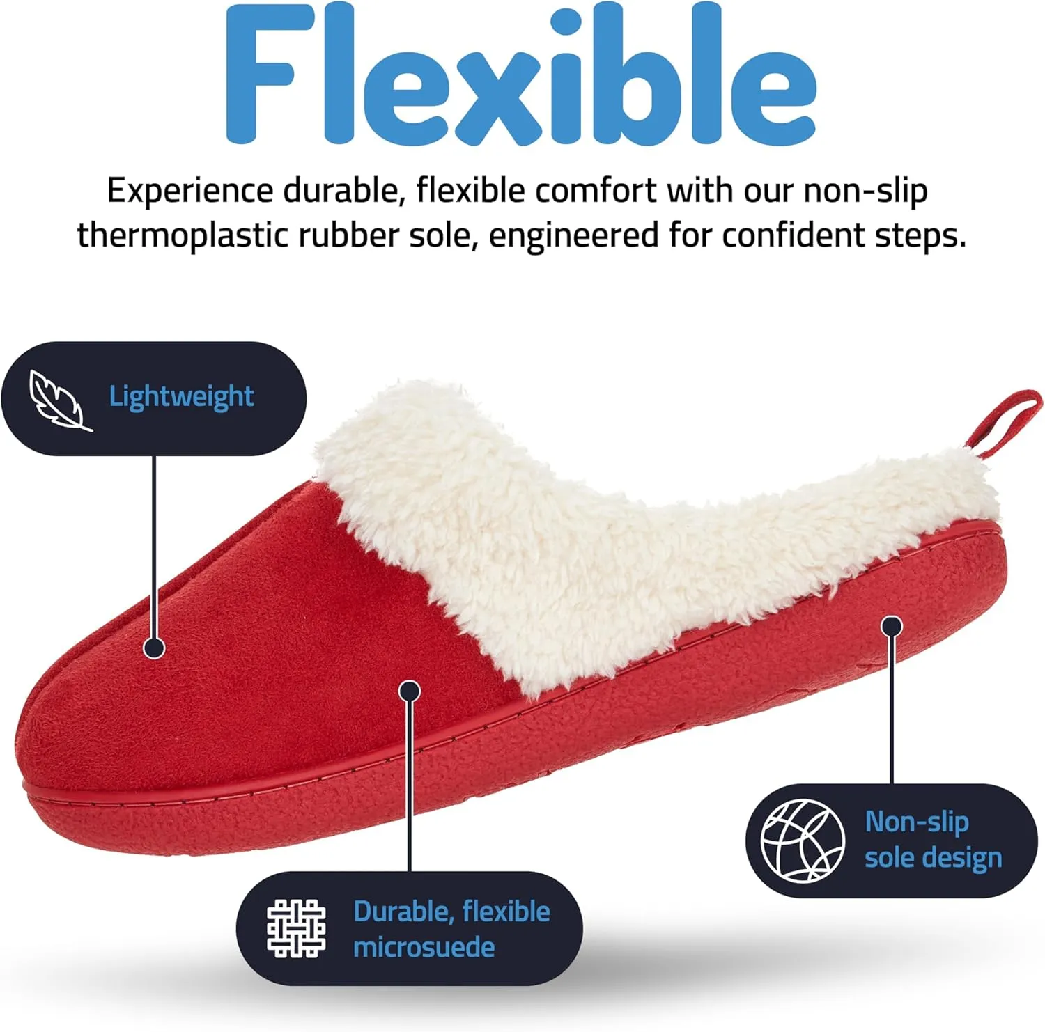 Floopi House Slippers for Women, Fur Lined Clog Womens Slippers Cozy Memory Foam with Indoor & Outdoor Anti Skid Sole