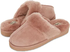 Floopi House Slippers for Women, Vegan Leather EVA Scuff Womens Slippers Cozy Memory Foam with Indoor & Outdoor Anti Skid Sole