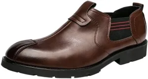 Formal Shoes for Men Vegan Leather Fashion Slip-on Dress Oxford Breathable Casual Business Anti-Slip Rubber Sole Block Heel Shoes