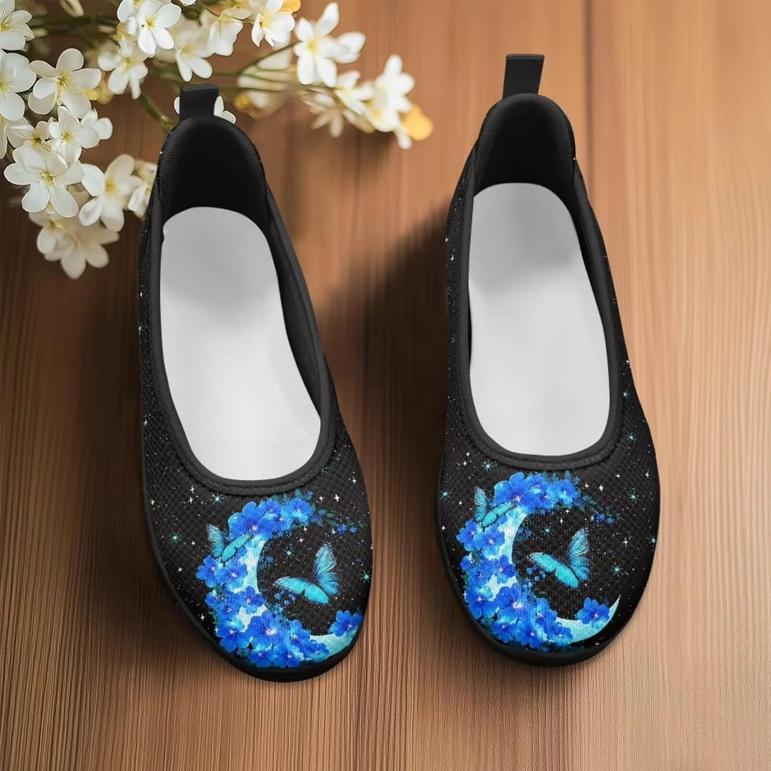 Galaxy Mesh Sneakers Fashion Womens Low Cut Sneaker Comfortable Ladies Flats Dress Clothes Shoe Loafer Lightweight Athletic Sneaker