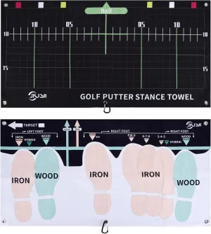 Golf Sure Stance Ball Position Trainer Towel, Microfiber Swing Trainer Towel and Golf Putter Stance Towel to Improve Your Stance - Setup Positions for All Shots and Clubs