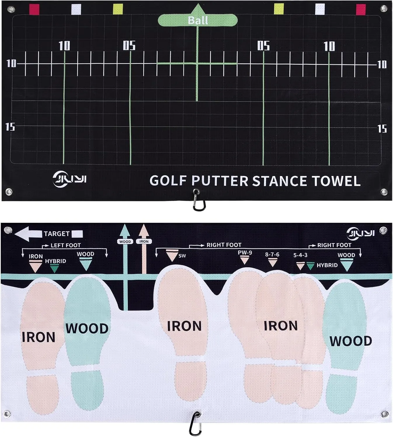 Golf Sure Stance Ball Position Trainer Towel, Microfiber Swing Trainer Towel and Golf Putter Stance Towel to Improve Your Stance - Setup Positions for All Shots and Clubs
