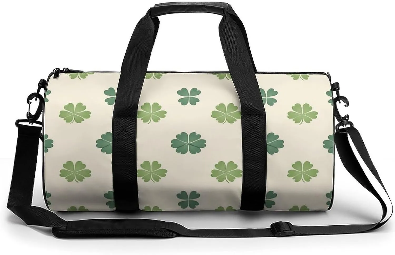 Gym Bag 17in for Men Women, Waterproof Foldable Sports Organizer, Durable Workout Travel Duffle Bag, Clover Pattern Simplicity-204