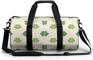 Gym Bag 17in for Men Women, Waterproof Foldable Sports Organizer, Durable Workout Travel Duffle Bag, Clover Pattern Simplicity-204