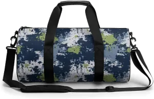 Gym Bag 17in for Men Women, Waterproof Foldable Sports Organizer, Durable Workout Travel Duffle Bag, Dynamic Spray Ink-255