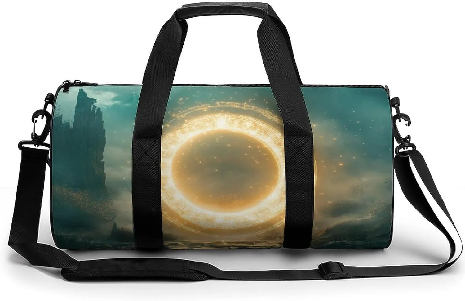 Gym Bag 17in for Men Women, Waterproof Foldable Sports Organizer, Durable Workout Travel Duffle Bag, Mystical Circle of Awakening-7