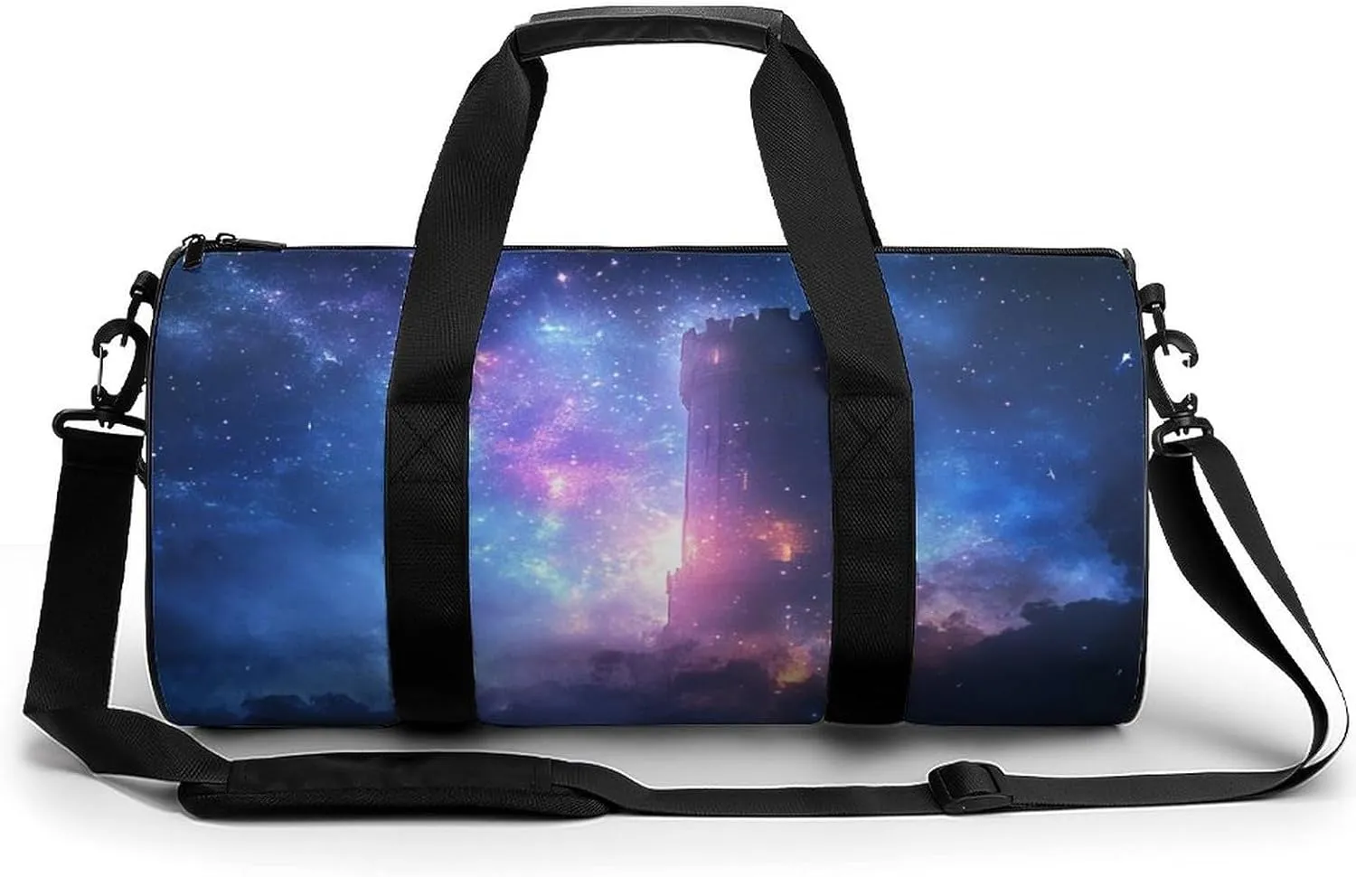 Gym Bag 17in for Men Women, Waterproof Foldable Sports Organizer, Durable Workout Travel Duffle Bag, Mystical Wizards Tower-14
