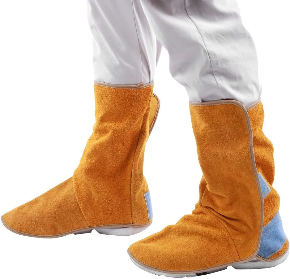 Heavy Duty Cowhide Leather Shoe Protector, Heat Welding Spats, Welder Working Protective Shoes Feet Cover, Welding Safety Boot Covers