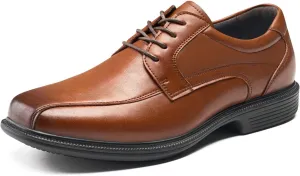 HEEZ Mens Dress Shoes,Split Leather Oxford Shoes with Square Toe, Classic Lace Up Formal Casual Business Shoes for Men