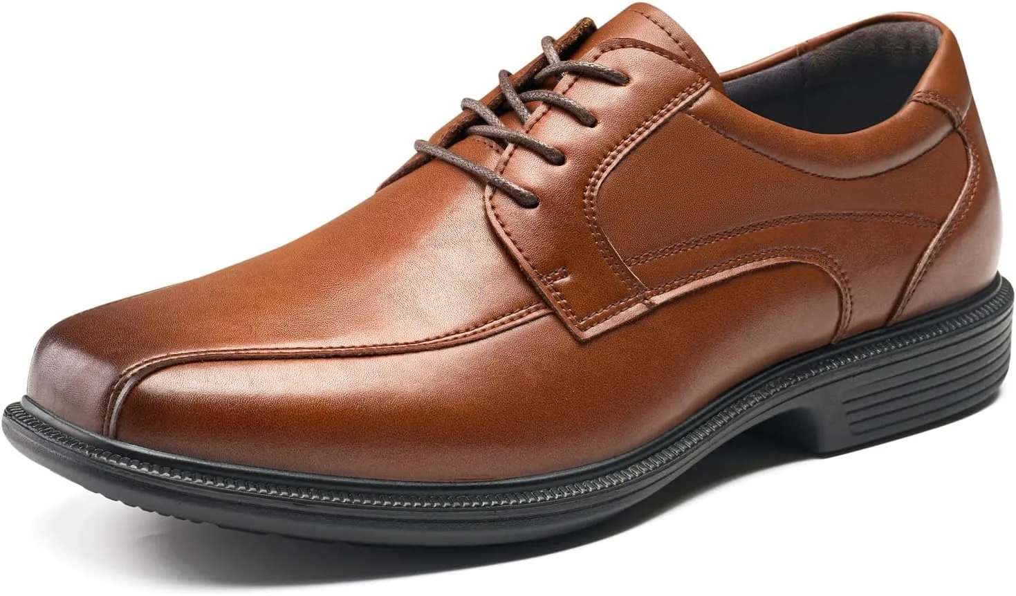HEEZ Mens Dress Shoes,Split Leather Oxford Shoes with Square Toe, Classic Lace Up Formal Casual Business Shoes for Men