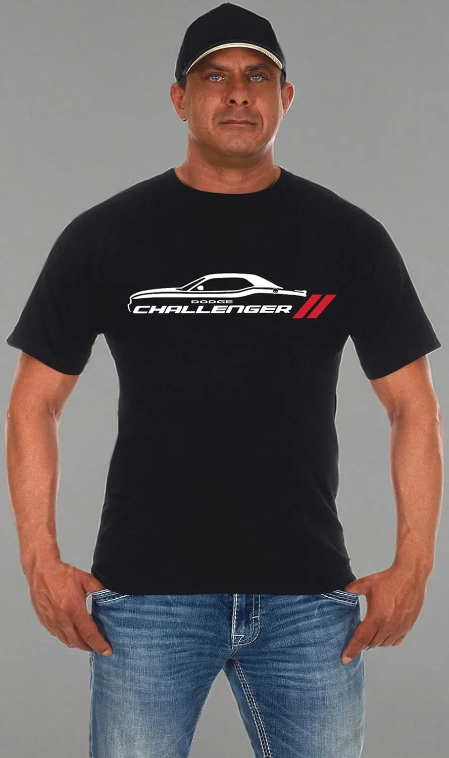 JH DESIGN GROUP Men's Dodge Challenger Car Short Sleeve Crew Neck Black T-Shirt