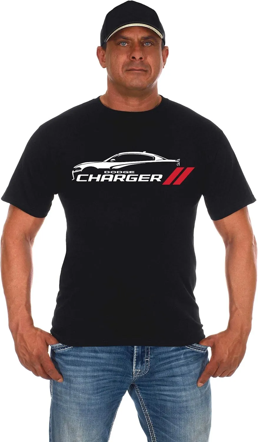 JH DESIGN GROUP Men's Dodge Charger Silhouette Short Sleeve Crew Neck T-Shirt