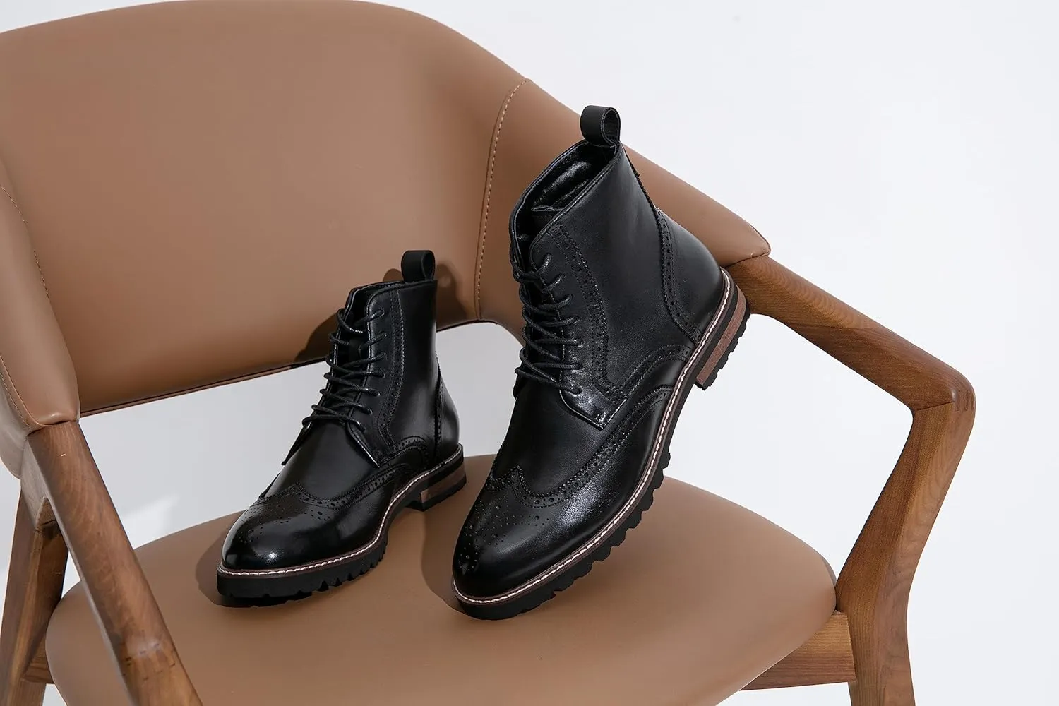 Jousen Mens Boots Premium Leather Cap Toe Casual Boots Chukka Dress Boots for Men