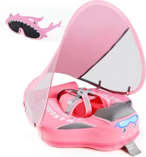 Joyooss Mambobaby Float with Canopy, Never Flip Over Baby Pool Float Float with Canopy Non Inflatable Infant Pool Float, Water Float with Removable UPF 50  UV Baby Floaties for 1 Year Old 0-36 Months