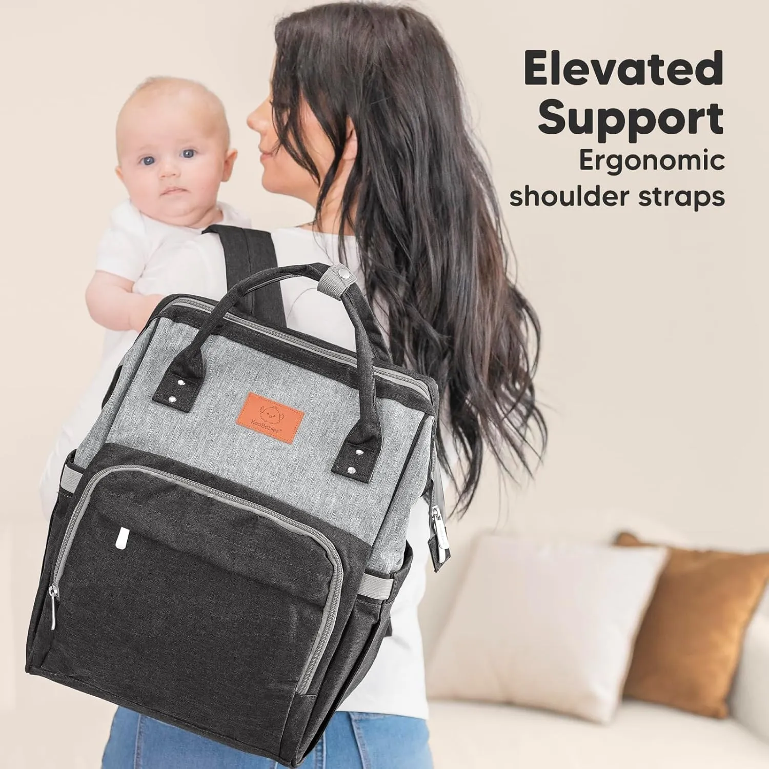 KeaBabies Baby Diaper Bag Backpack - Large Baby Bag for Boys, Girls, Waterproof Multi Function Travel Diaper Backpack with Changing Pad, Durable Travel Essentials for Moms and Dads (Graphite)