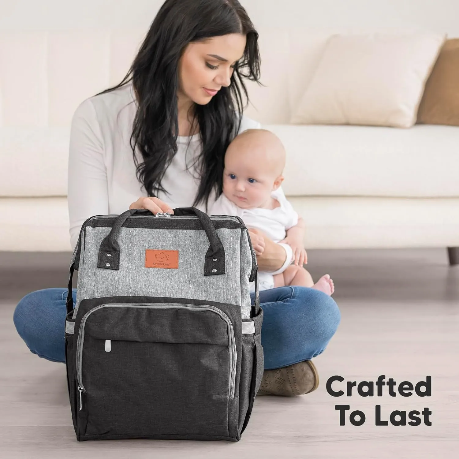 KeaBabies Baby Diaper Bag Backpack - Large Baby Bag for Boys, Girls, Waterproof Multi Function Travel Diaper Backpack with Changing Pad, Durable Travel Essentials for Moms and Dads (Graphite)