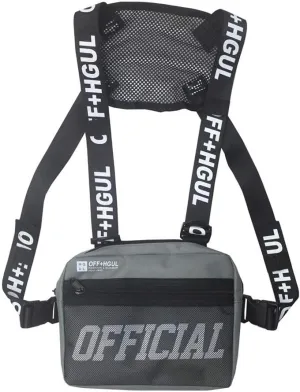 Kedejin Unisex Waist Pack, Chest Bag - Hip Hop Style Vest, Crossbody Bag for Travel, Hiking, Outdoor Sport - Light Grey, 26*6*21cm