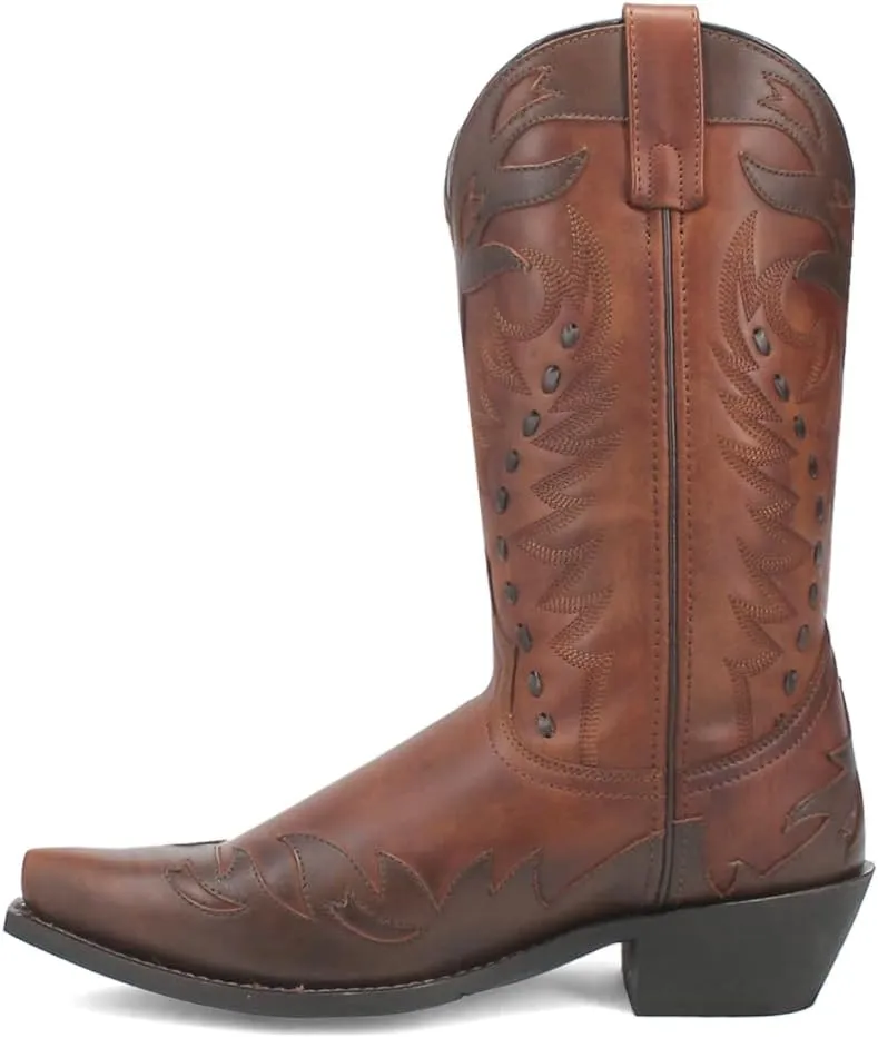 Laredo Mens Gentry Tooled Inlay Embroidered Snip Toe Casual Boots Mid Calf - Brown