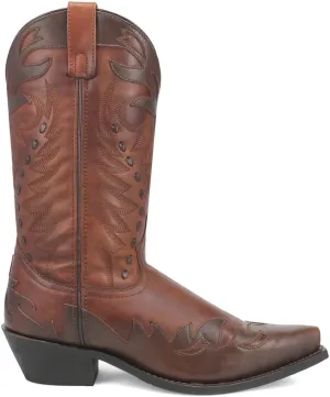 Laredo Mens Gentry Tooled Inlay Embroidered Snip Toe Casual Boots Mid Calf - Brown