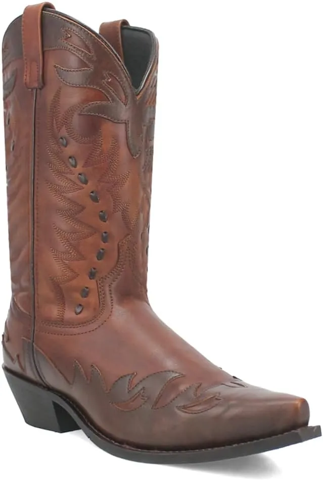 Laredo Mens Gentry Tooled Inlay Embroidered Snip Toe Casual Boots Mid Calf - Brown