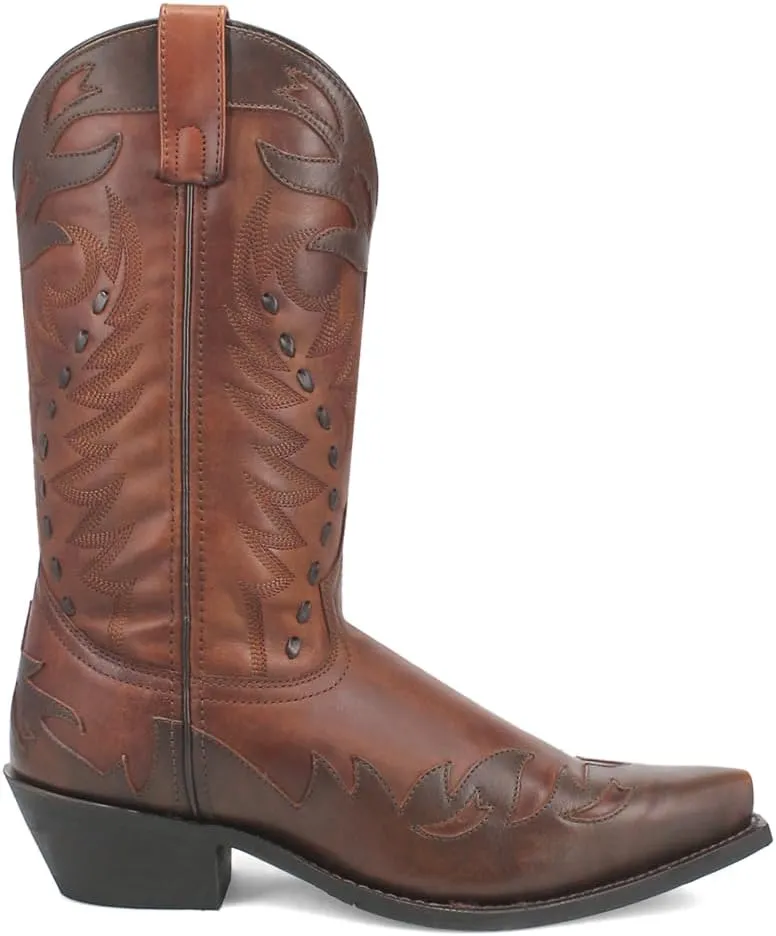 Laredo Mens Gentry Tooled Inlay Embroidered Snip Toe Casual Boots Mid Calf - Brown