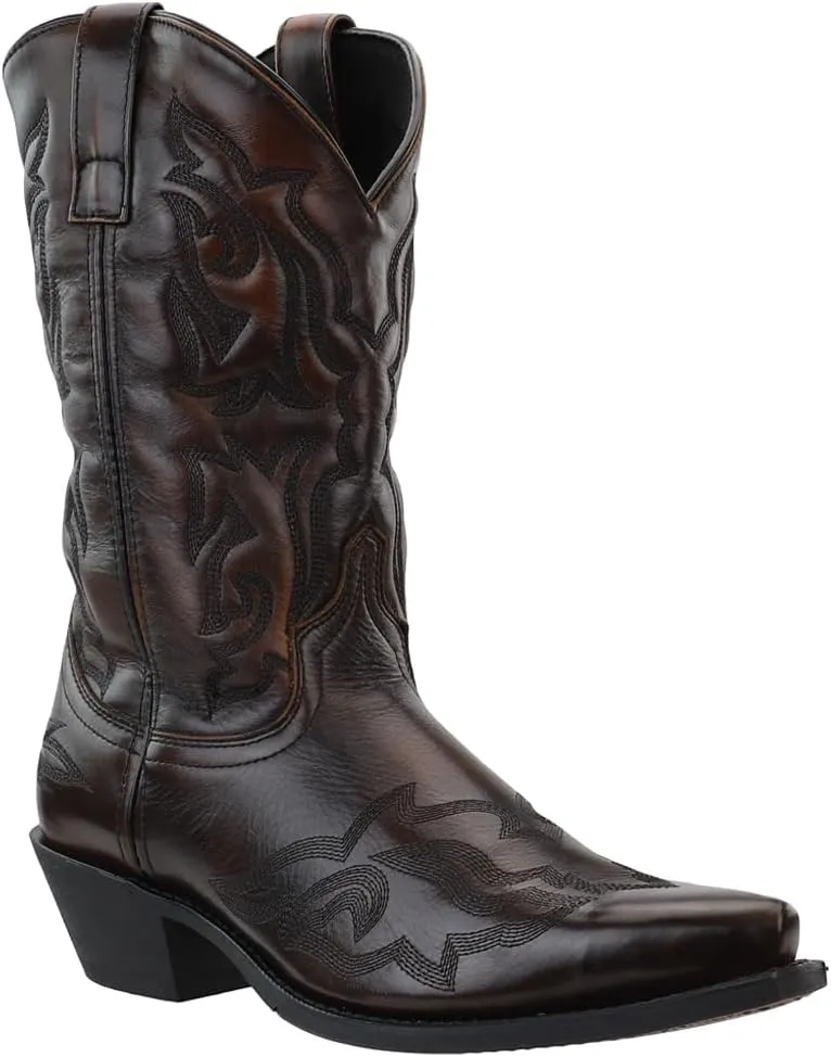 Laredo Mens Hawk Embroidered Snip Toe Casual Boots Mid Calf - Black