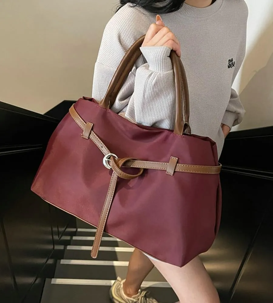 Large Capacity Belt Solid Tote Bag for Women Durable Outdoor Shoulder Bag Practical Work Holiday Underarm Bags 2025