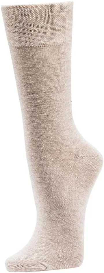 Leo Design 6 Pair Organic Cotton Dress Socks Seamless Socks for Women, Liners, Soft Cuff (US, 6-9, Beige)