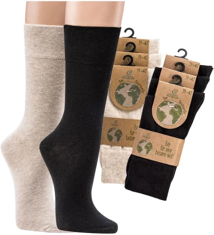 Leo Design 6 Pair Organic Cotton Dress Socks Seamless Socks for Women, Liners, Soft Cuff (US, 6-9, Beige)