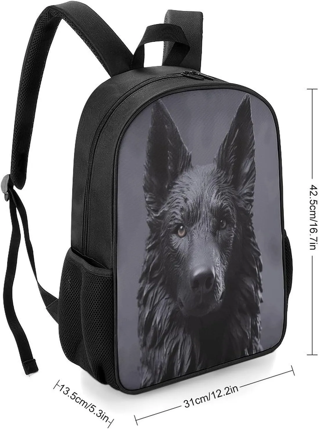 Lightweight Backpacks Cute Travel Bag Durable Black German Shepherd Printing Small Travel Backpack For Women & Men