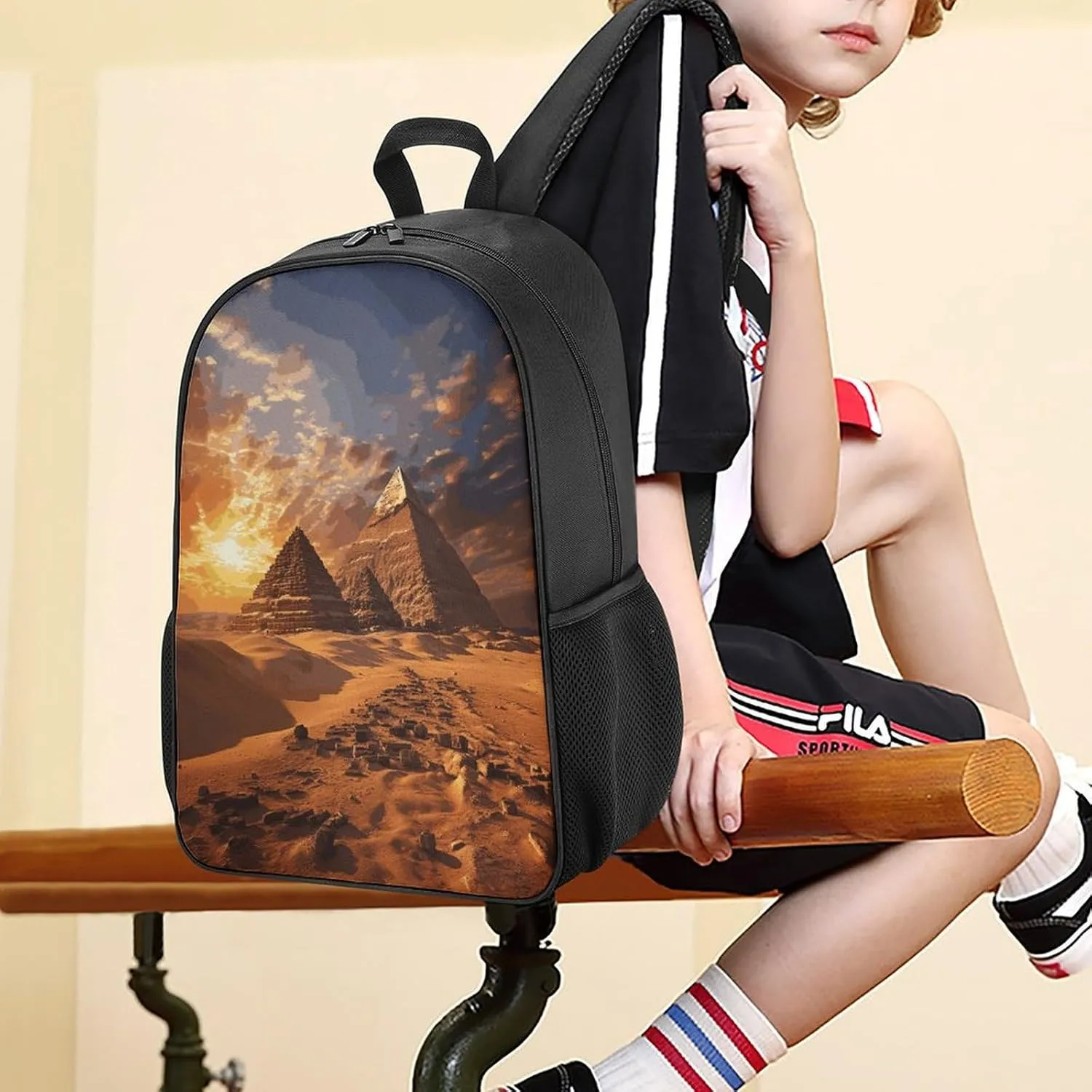 Lightweight Backpacks Cute Travel Bag Durable Egyptian Pyramids Printing Small Travel Backpack For Women & Men