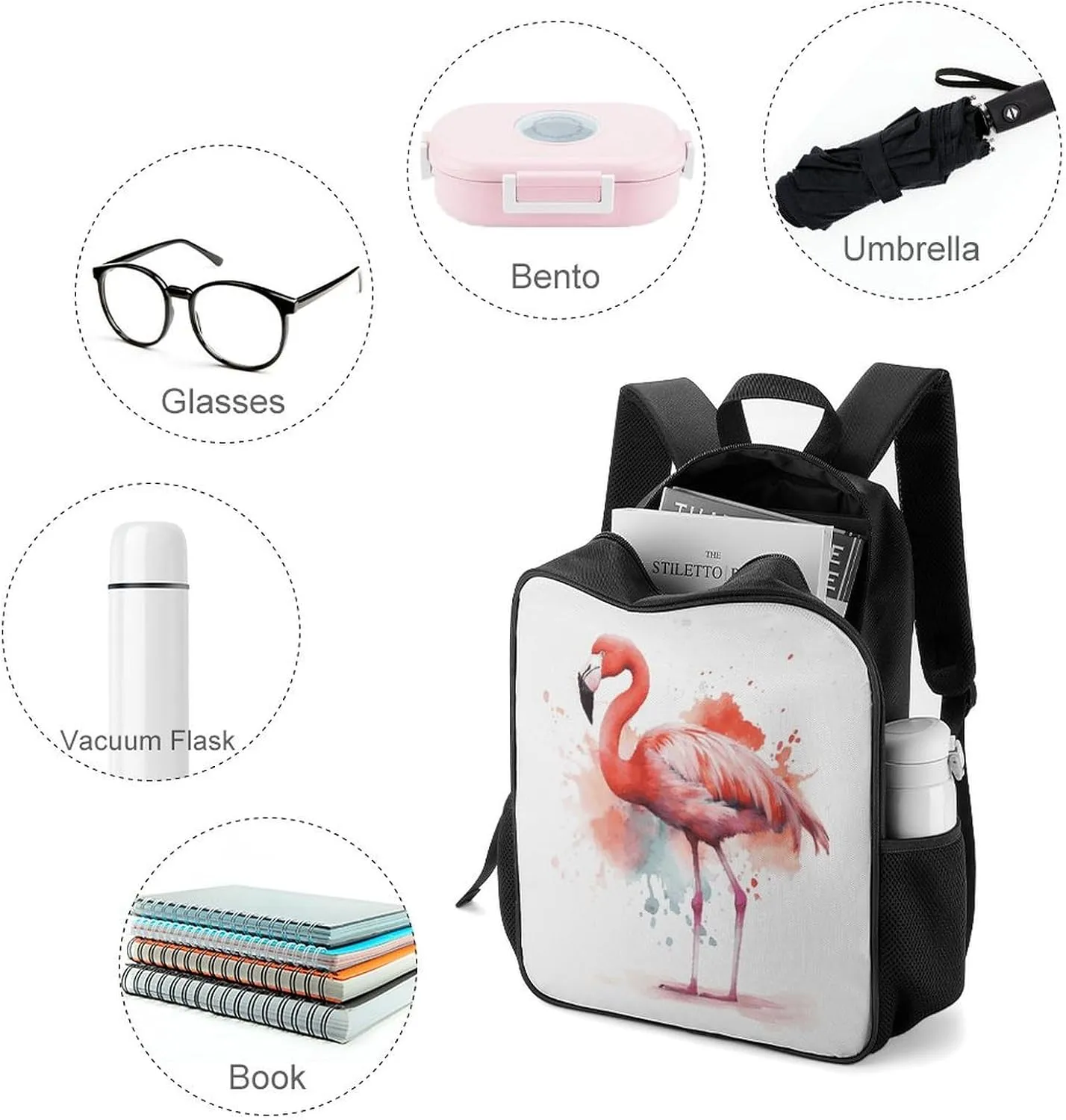 Lightweight Backpacks Cute Travel Bag Durable Watercolor Crane Printing Small Travel Backpack For Women & Men