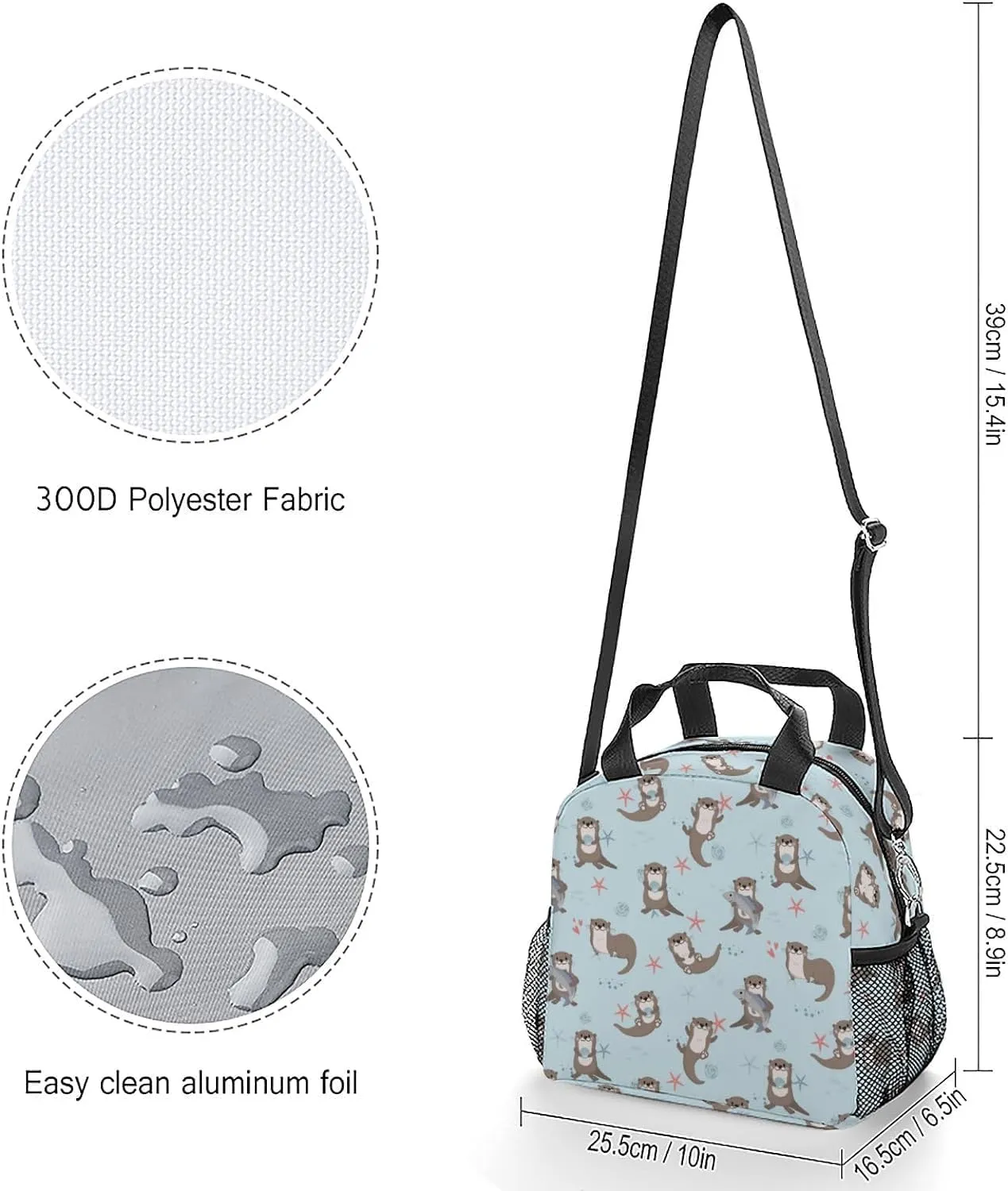 Lunch Bag Insulated Lunch Box Reusable/Washable/Durable Lunchbox Lightweight Lunch Tote Bag (Otter, One Size)